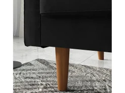Sofá de 2 -Setter - com 2 almofadas - em veludo - pés de madeira - para quarto, sala de estar - 142x76x69cm - preto