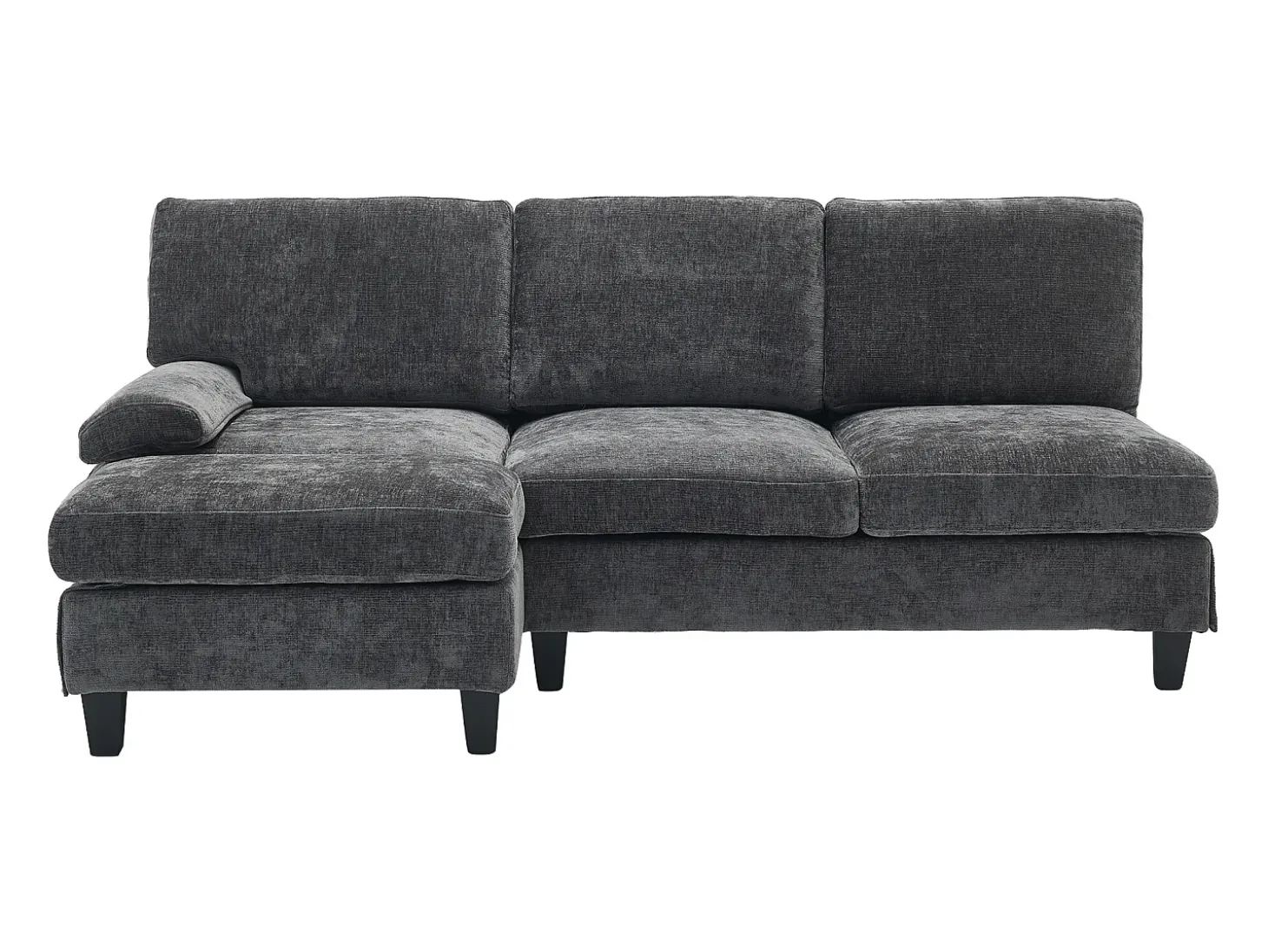 Sofá de canto 3 lugares em forma de L - 194x118x81 cm - Modular - Almofadas macias - Linho - Cinza