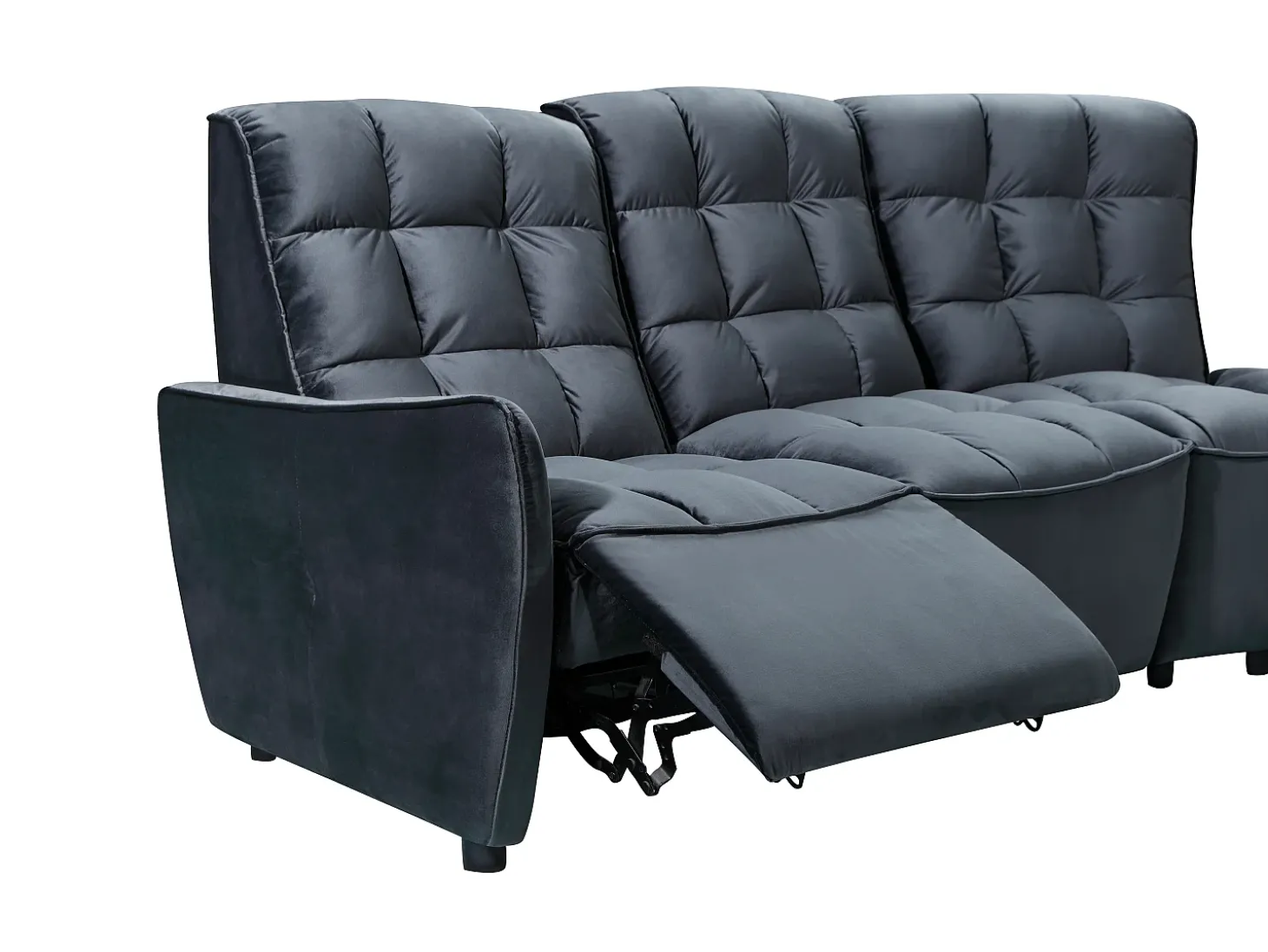 Sofá de canto articulado modular em veludo antracite ALFORD