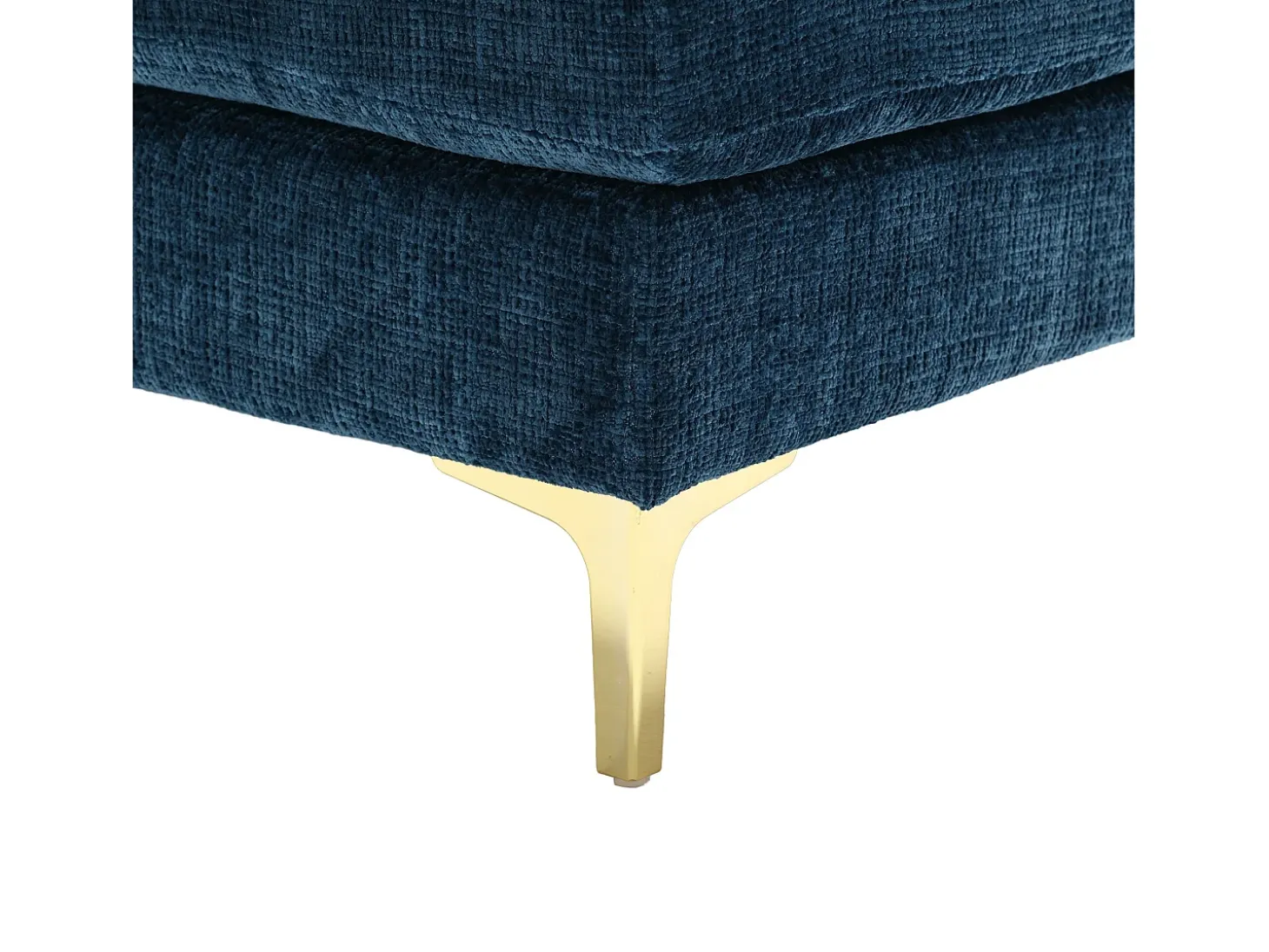 Sofá de canto azul - Sofá de 4 lugares com assentos e almofadas - chenille - para sala de estar e quarto
