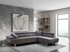Sofá de Canto Chaise Longue Executive 262cm Preto, Chaise Esquerda