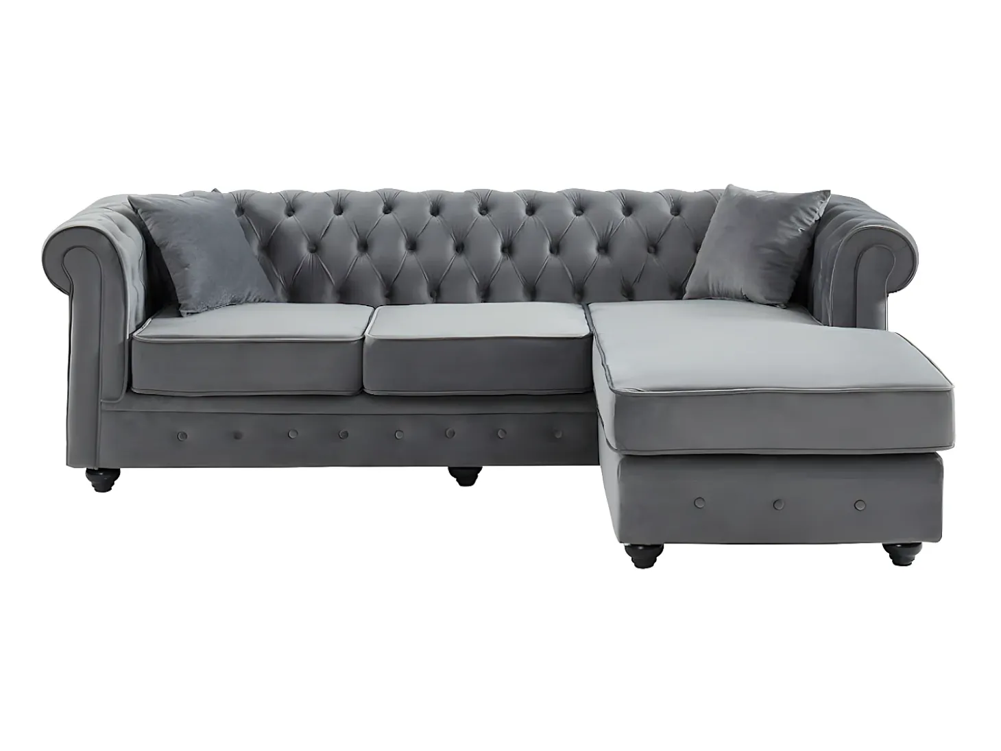 Sofá de canto chesterfield veludo Estilo Charme -TOLEDO