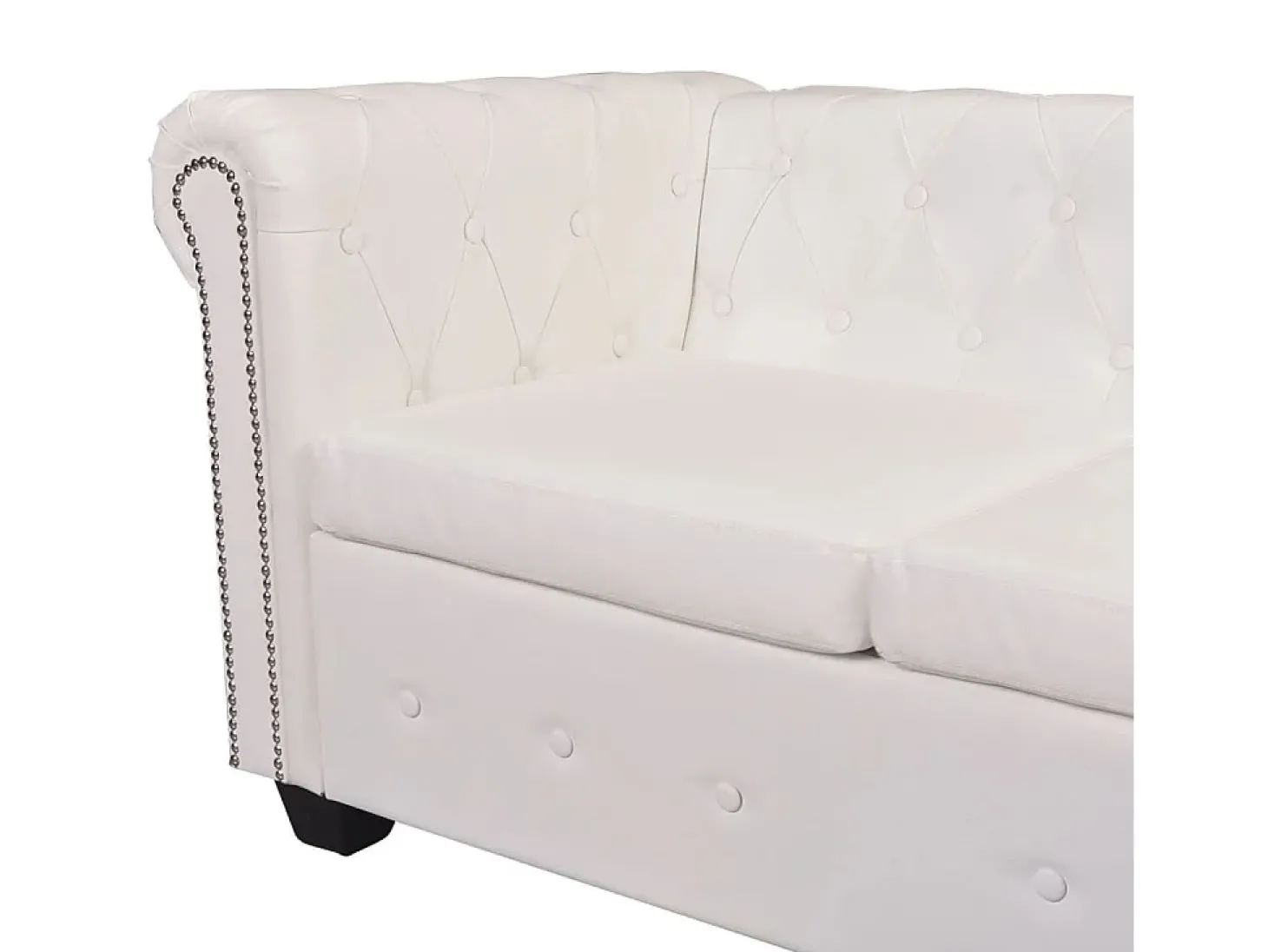 Sofá de canto Chesterfield de 5 lugares em couro sintético branco 02_0020233