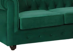 Sofá de canto chesterfield reversível em veludo verde TOLEDO