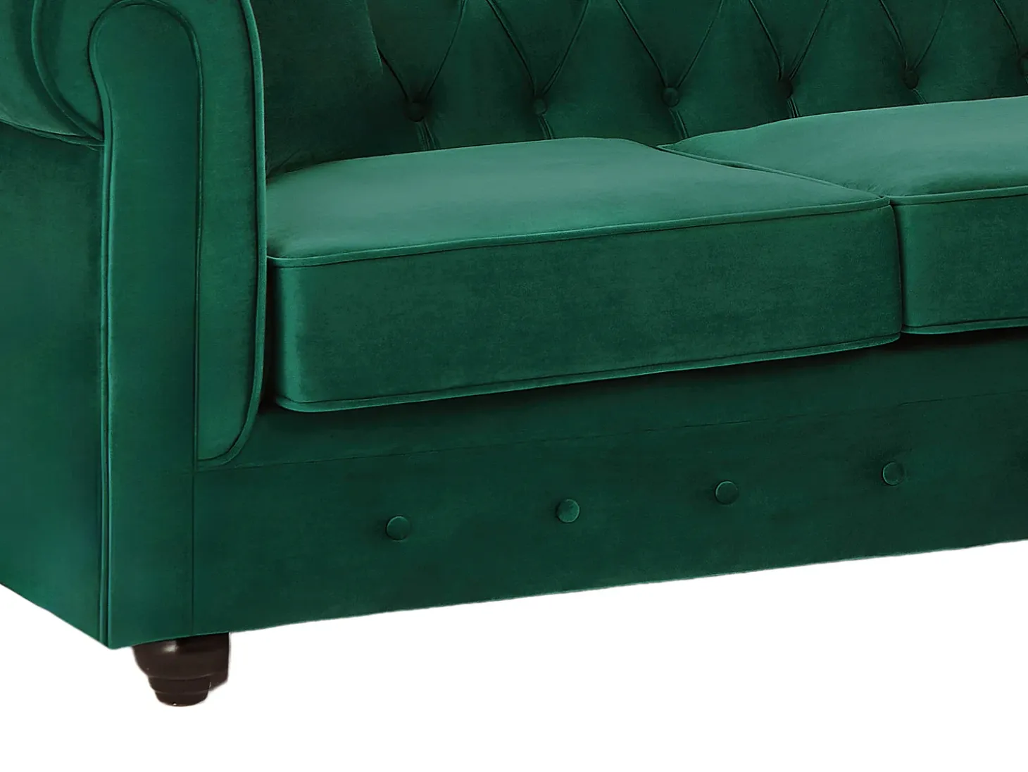 Sofá de canto chesterfield reversível em veludo verde TOLEDO