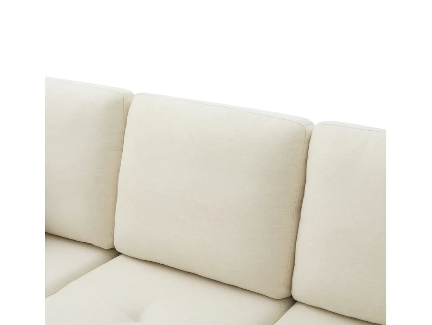 Sofá de canto com chaise longue - 3 lugares - tecido de algodão e linho - Bege claro