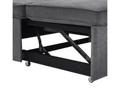 Sofá de canto conversível com 2 baús, almofada e porta-copos - Algodão e linho - 270×130×86 cm - Cinza