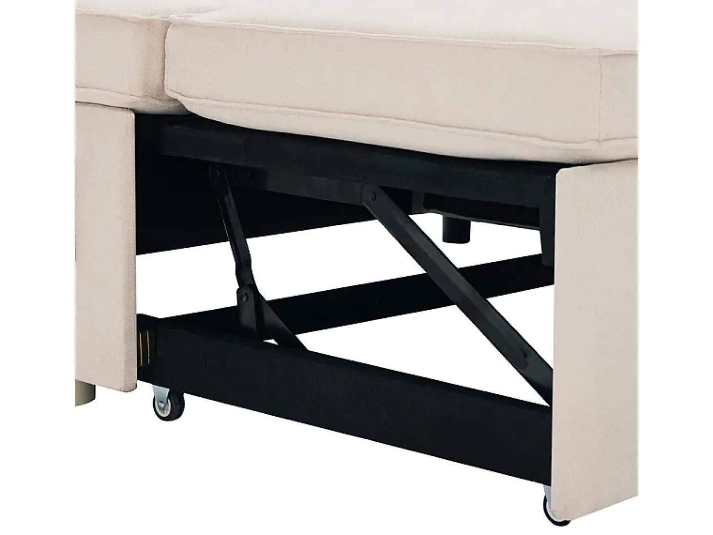 Sofá de canto conversível com 2 baús, almofada e porta-copos - Algodão e linho - 270×130×86 cm - Bege