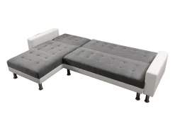 Sofá de canto conversível e reversível "Theo" - 258 x 82/147 x 82 cm - 4 lugares - Branco / Cinza