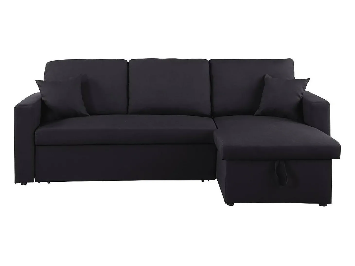 Sofá de canto conversível/reversível "Alain" - 221 x 145 x 85 cm - 3 lugares - Preto