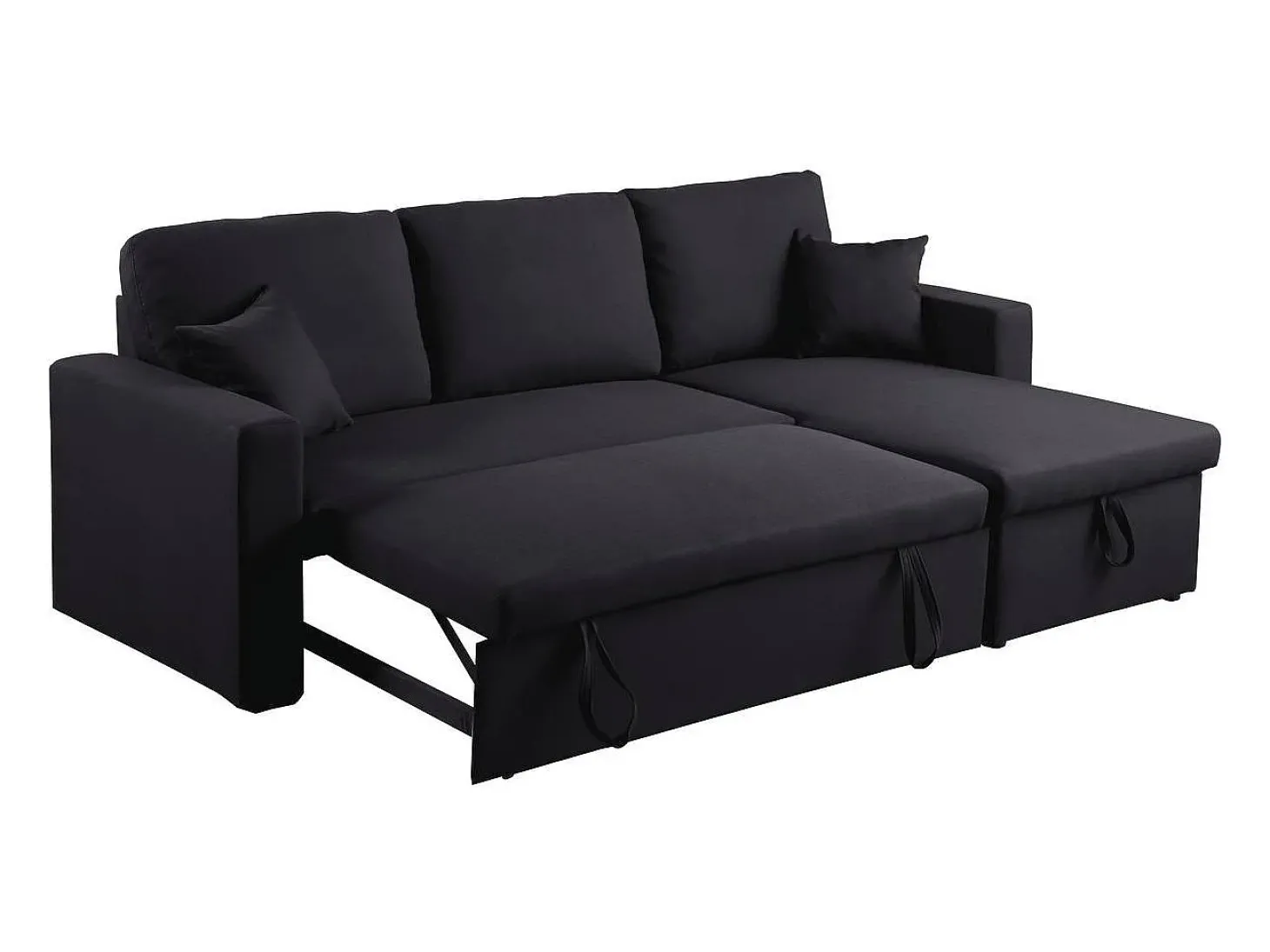 Sofá de canto conversível/reversível "Alain" - 221 x 145 x 85 cm - 3 lugares - Preto