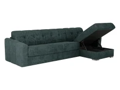 Sofá de canto convertível abertura rápida tecido azul pato ripas largas 160 cm - 22 cm DARIELO
