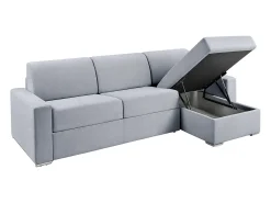Sofá de canto convertível abertura rápida tecido cinzento ripas largas 140 cm - 22 cm - CALITO