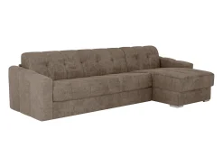 Sofá de canto convertível abertura rápida tecido taupe ripas largas - 160 cm - 22 cm DARIELO