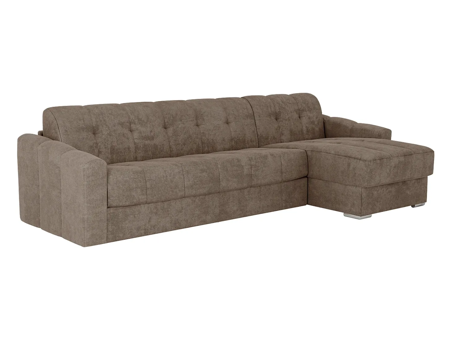 Sofá de canto convertível abertura rápida tecido taupe ripas largas - 160 cm - 22 cm DARIELO