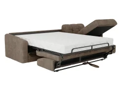Sofá de canto convertível abertura rápida tecido taupe ripas largas - 140 cm - 22 cm DARIELO