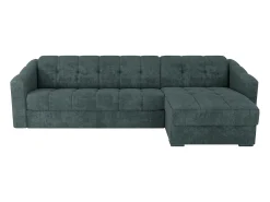 Sofá de canto convertível abertura rápida tecido azul pato ripas largas 140 cm - 14 cm DARIELO