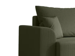 Sofá de canto convertível e reversível veludo canelado verde caqui NESSARO