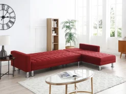 Sofá de canto convertível em cama e reversível em tecido Vermelho WILLIS II