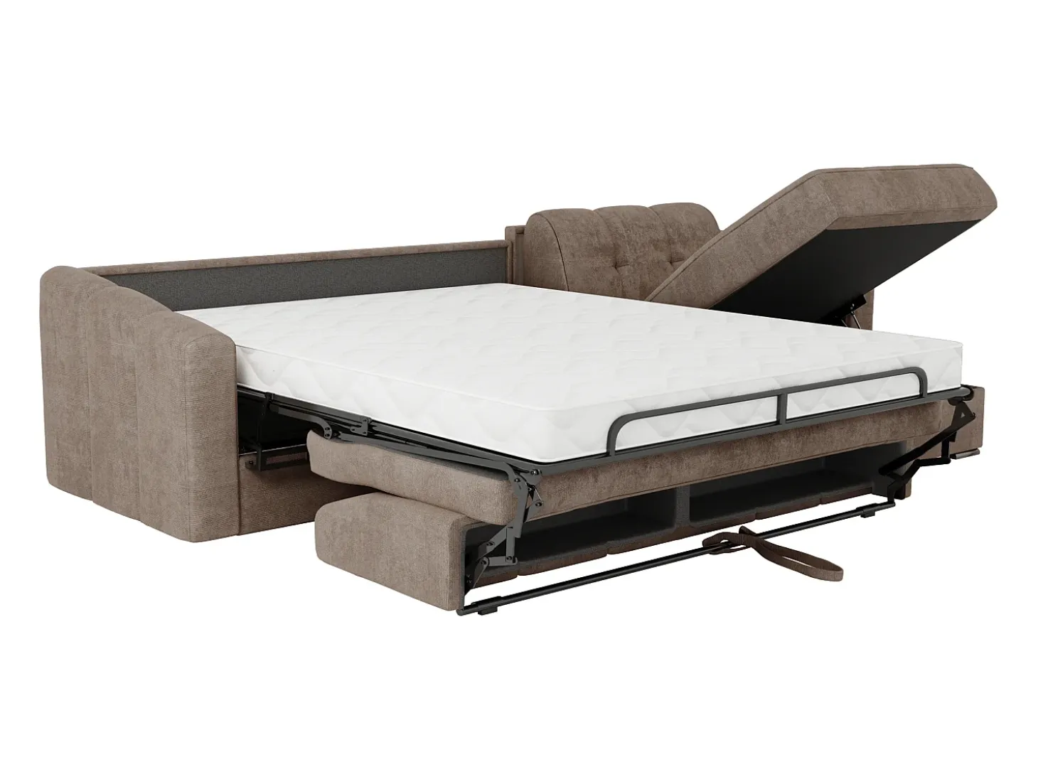 Sofá de canto convertível et reversível abertura rápida em tecido taupe - 160 cm - 14 cm DARIELO