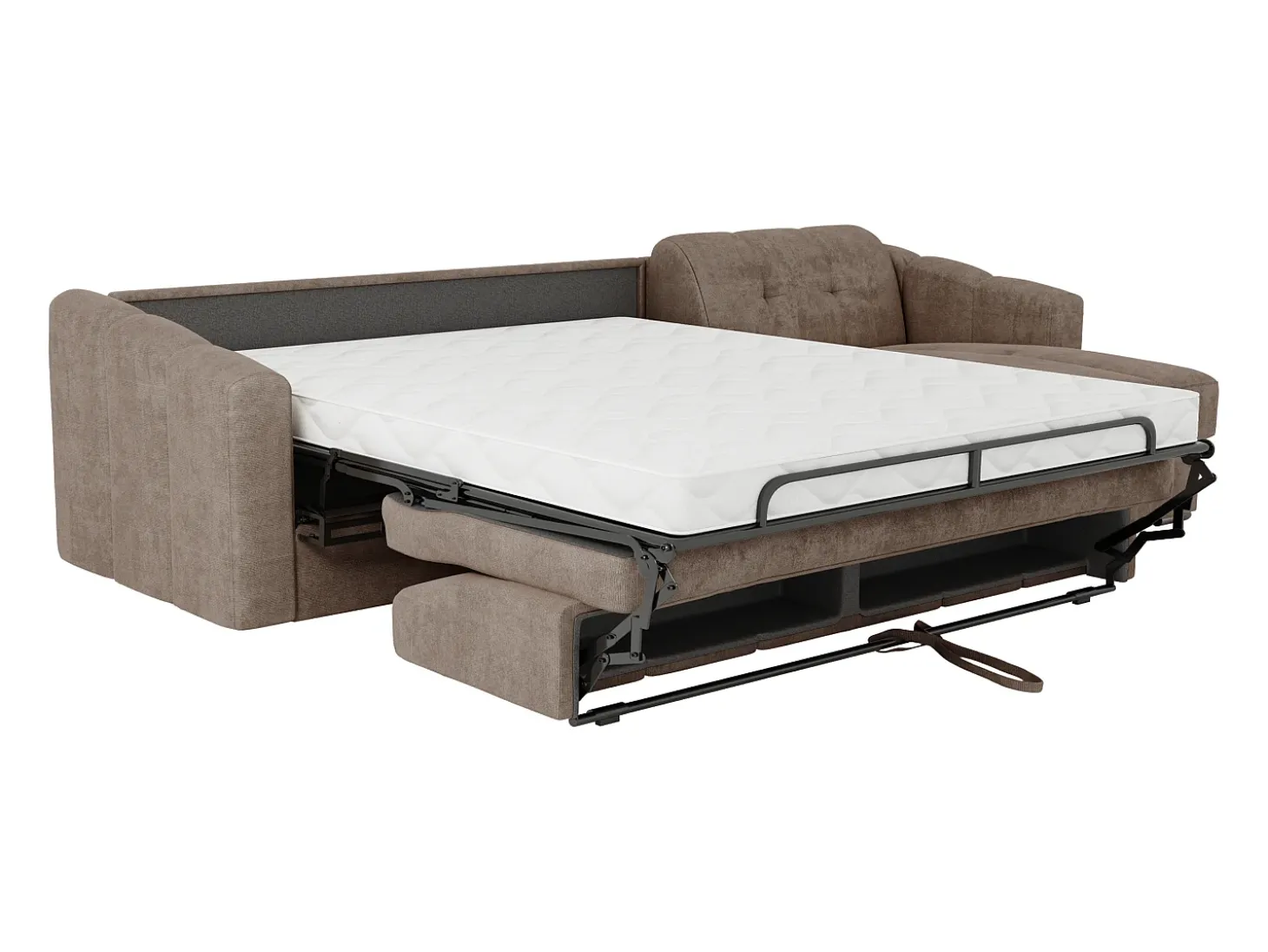 Sofá de canto convertível et reversível abertura rápida em tecido taupe - 160 cm - 14 cm DARIELO