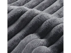 Sofá de canto de 3 lugares com 4 almofadas - Chaise longue em forma de L - Veludo cotelê cinzento - Não necessita de montagem