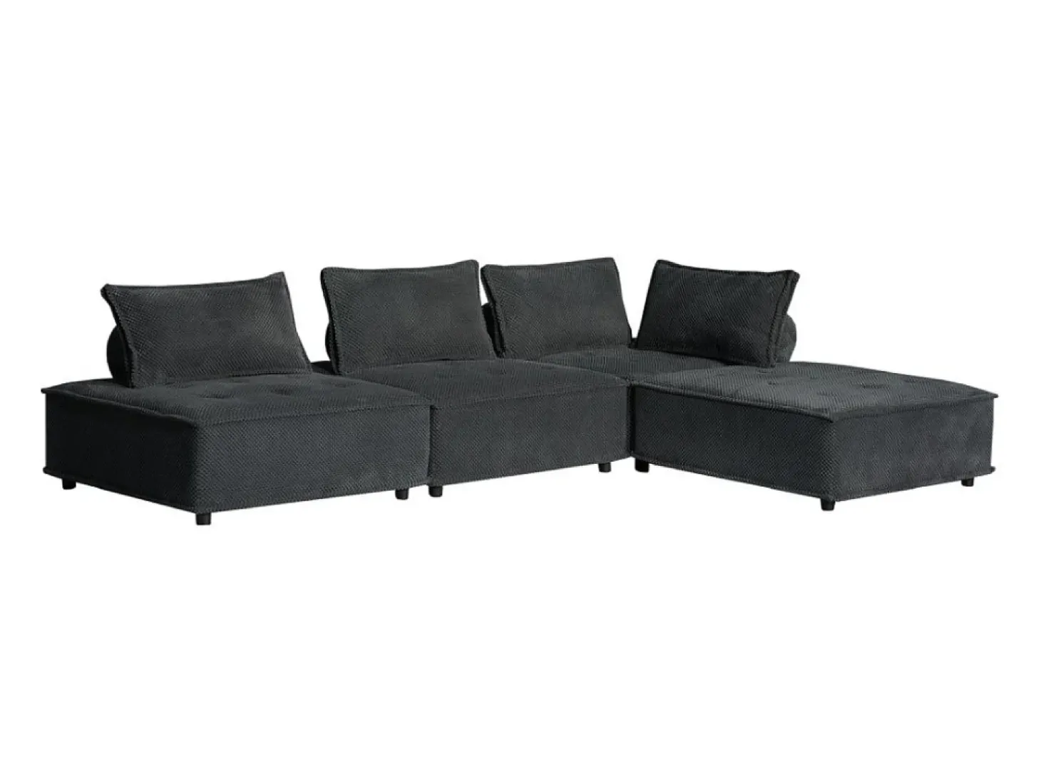 Sofá de canto de 4 lugares cinza escuro em veludo - Conforto e elegância para a sua sala de estar