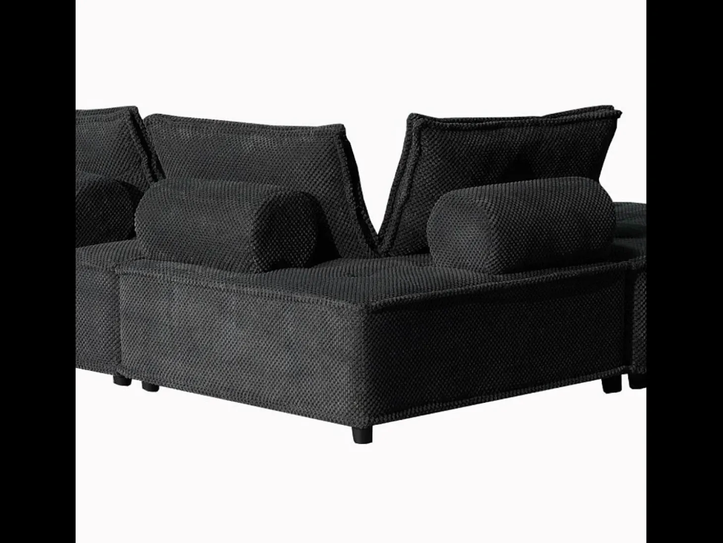 Sofá de canto de 4 lugares cinza escuro em veludo - Conforto e elegância para a sua sala de estar