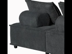 Sofá de canto de 4 lugares cinza escuro em veludo - Conforto e elegância para a sua sala de estar
