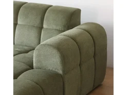 Sofá de canto de 3 lugares em veludo verde nuvem - Confortável e design