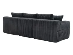 Sofá de canto de 3 lugares com chaise longue e 5 almofadas - Tecido de bombazine - Cinza
