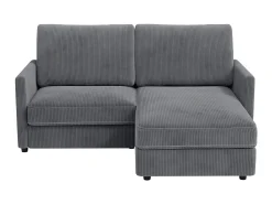 Sofá de canto de 2 -Sater - ângulo reversível da direita / esquerda - 180x140x86cm - em tecido de veludo com nervuras - Max 300kg Load - Antracite cinza