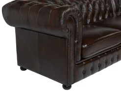 Sofá de canto direito chesterfield 100% pele BRENTON