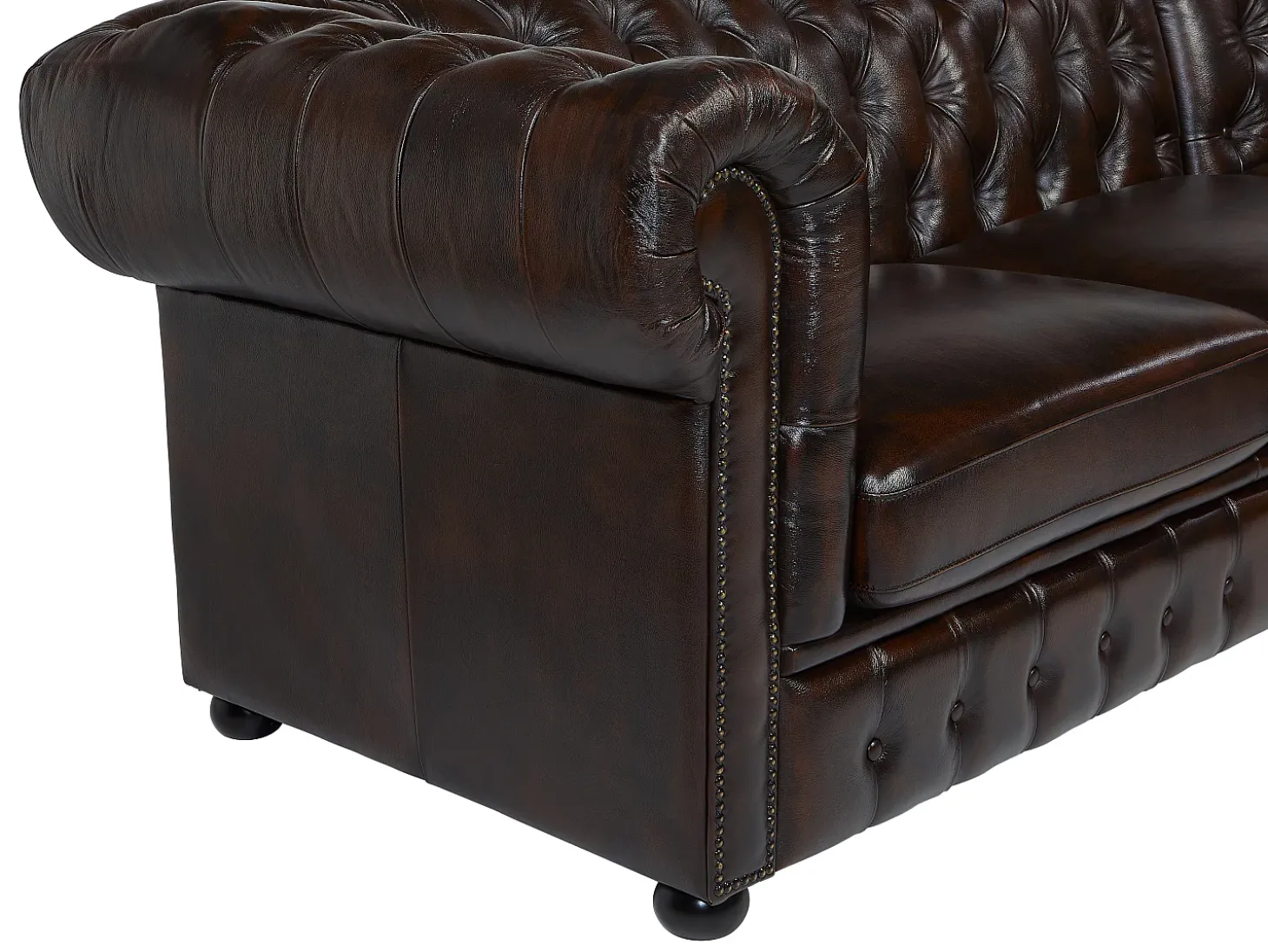 Sofá de canto direito chesterfield 100% pele BRENTON