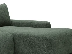 Sofá de canto direito convertível em tecido texturizado verde DAVISO