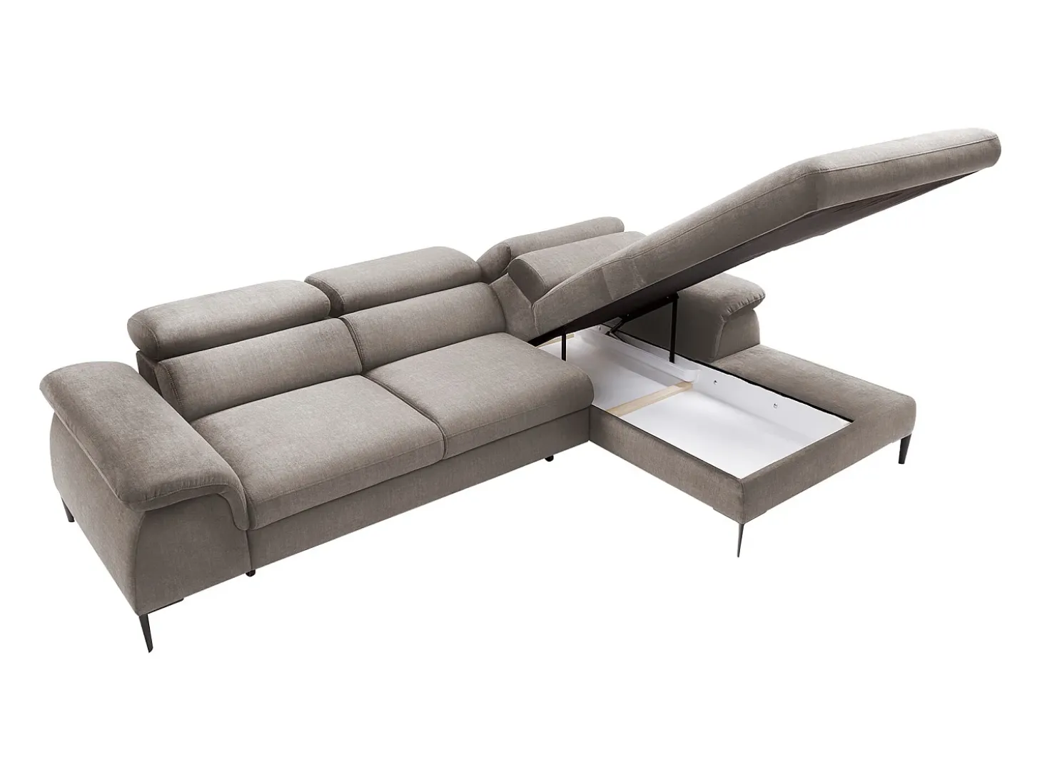 Sofá de canto direito convertível veludo taupe design SEPINA de Pascal Morabito