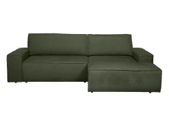 Sofá de canto direito convertível tecido texturizado verde AMELIA