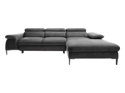 Sofá de canto direito convertível em veludo antracite design SEPINA de Pascal Morabito