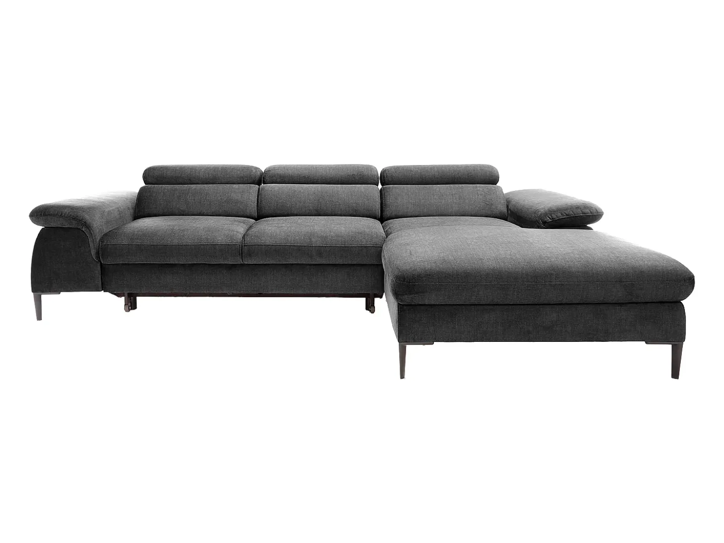 Sofá de canto direito convertível em veludo antracite design SEPINA de Pascal Morabito