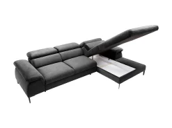 Sofá de canto direito convertível em veludo antracite design SEPINA de Pascal Morabito