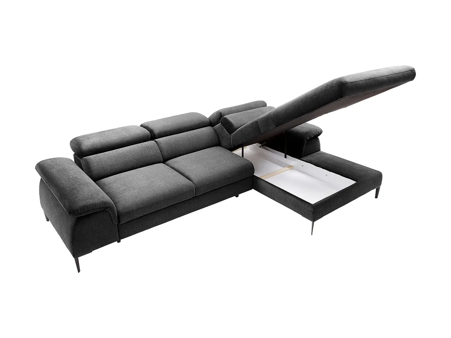 Sofá de canto direito convertível em veludo antracite design SEPINA de Pascal Morabito
