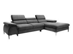 Sofá de canto direito convertível em veludo antracite design SEPINA de Pascal Morabito