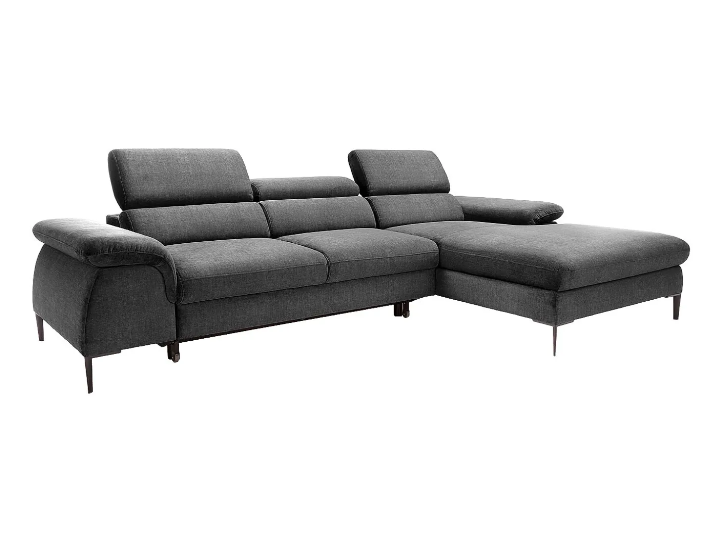 Sofá de canto direito convertível em veludo antracite design SEPINA de Pascal Morabito
