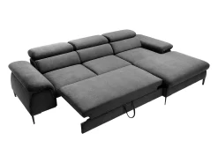 Sofá de canto direito convertível em veludo antracite design SEPINA de Pascal Morabito
