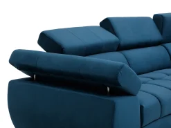 Sofá de canto direito convertível em veludo azul NIACATO