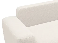 Sofá de canto direito convertível em tecido mesclado creme DAVISO