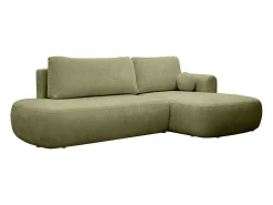 Sofá de canto direito convertível tecido chenille verde caqui BROCARO de Maison Céphy