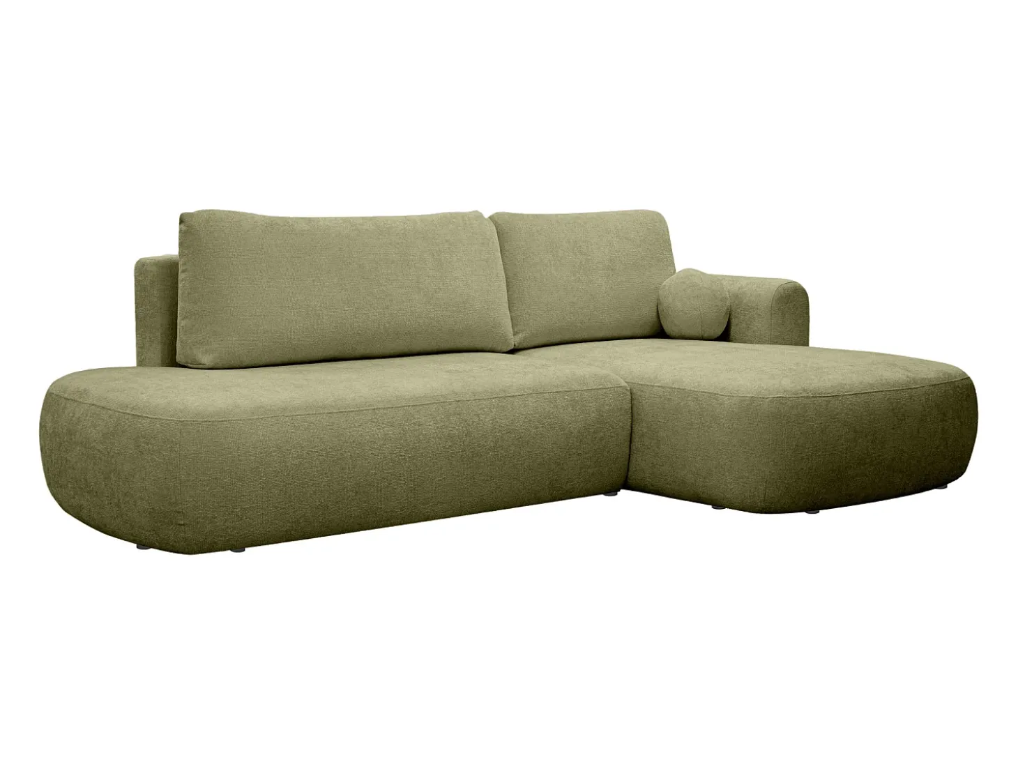 Sofá de canto direito convertível tecido chenille verde caqui BROCARO de Maison Céphy