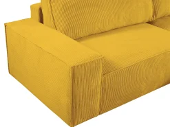 Sofá de canto direito convertível em veludo canelado amarelo AMELIA