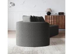 Sofá de Canto Direito Moderno Superdimensionado 4 Lugares, com 4 Almofadas, Chaise Longue Curva, Tecido Chenille, Cinza Antracito